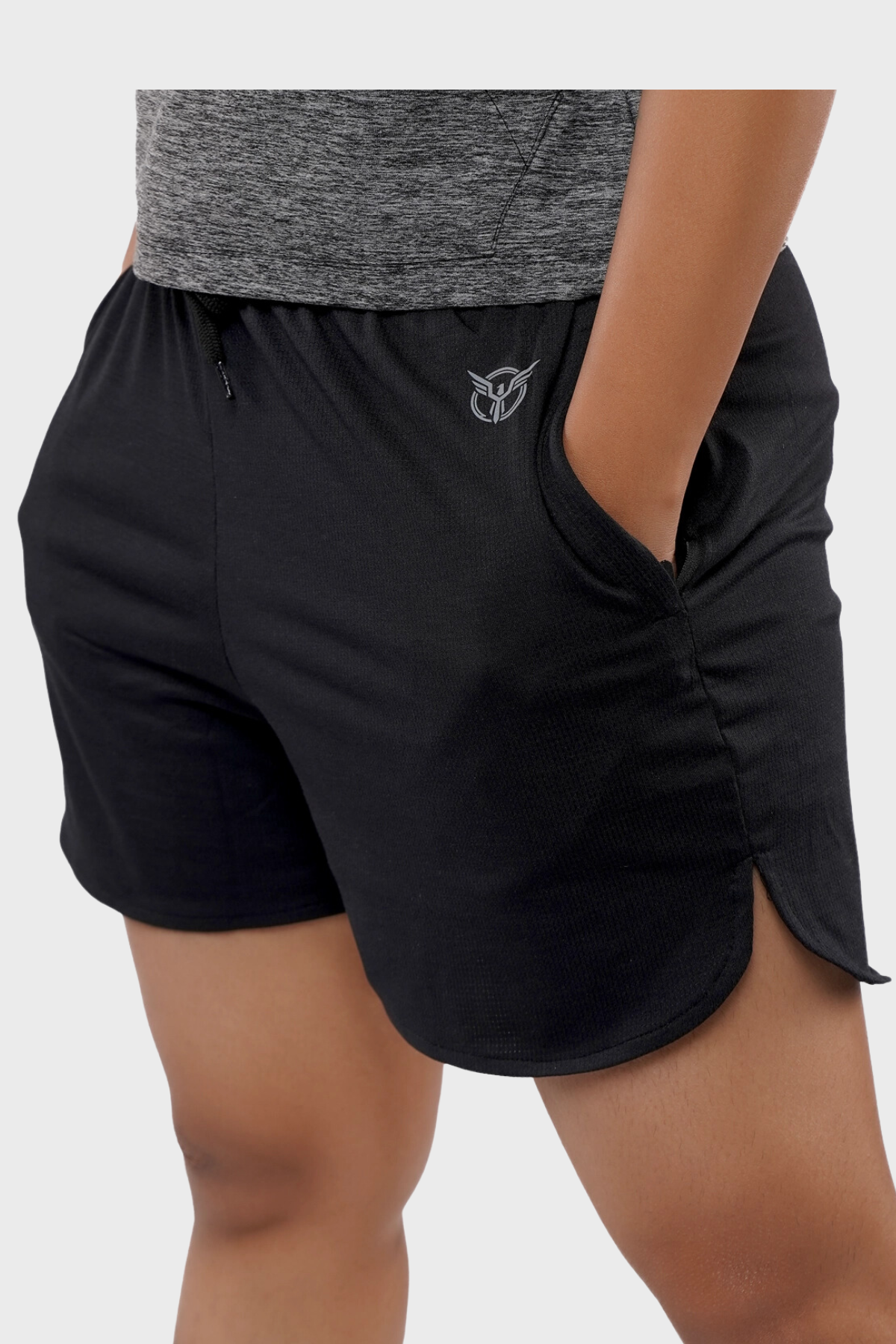Womens Active Layered Shorts- Crow Raven