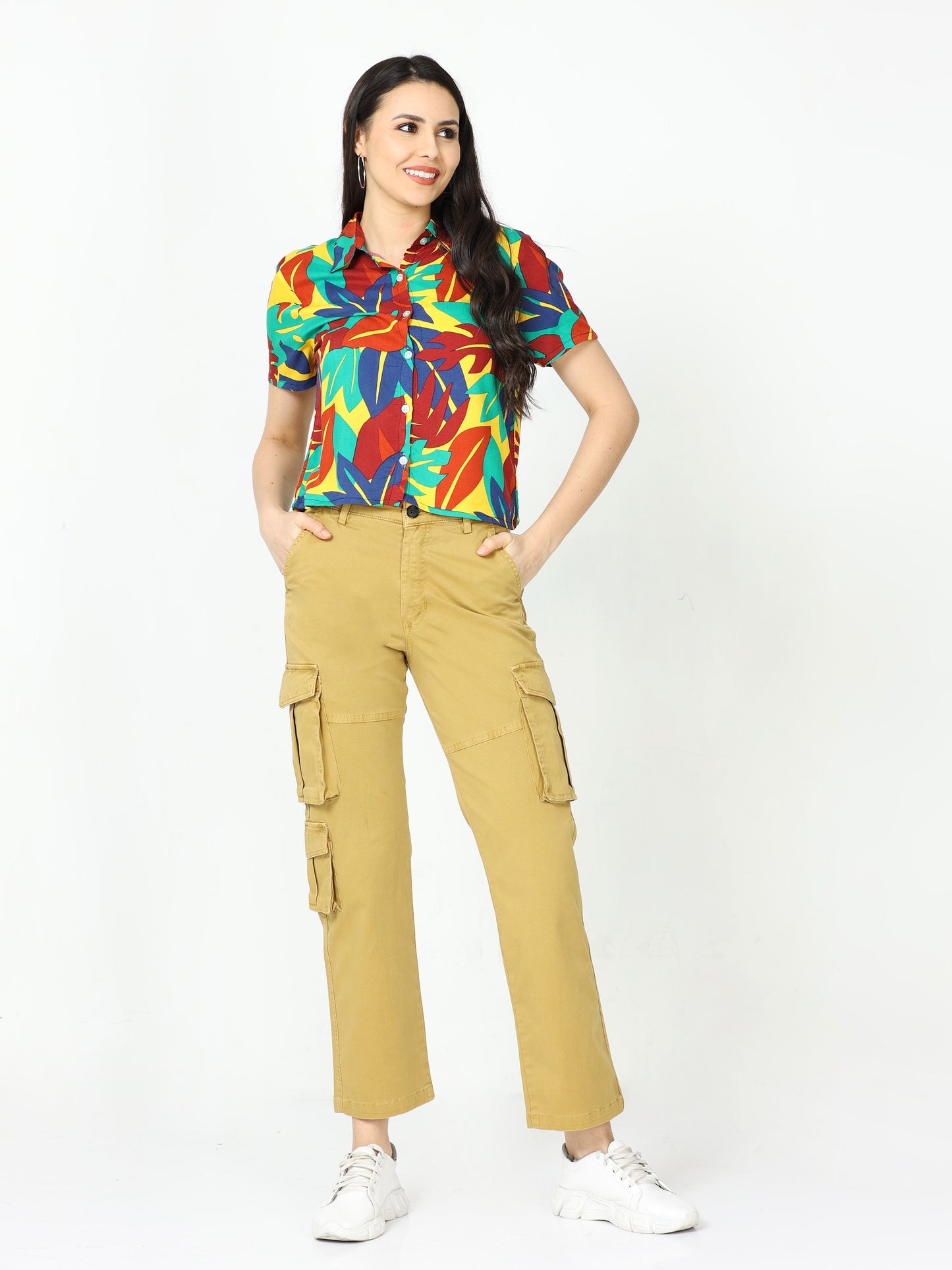 Women Vintage Khaki Cargo