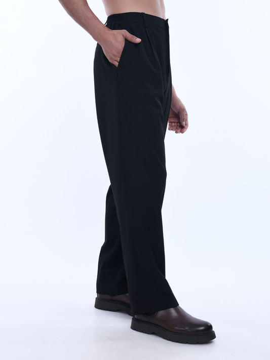 Soft Handle Relaxed Black Trousers