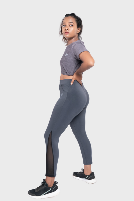 Verveflex:active Ankle Legging/tights-mesh Trim With Pockets