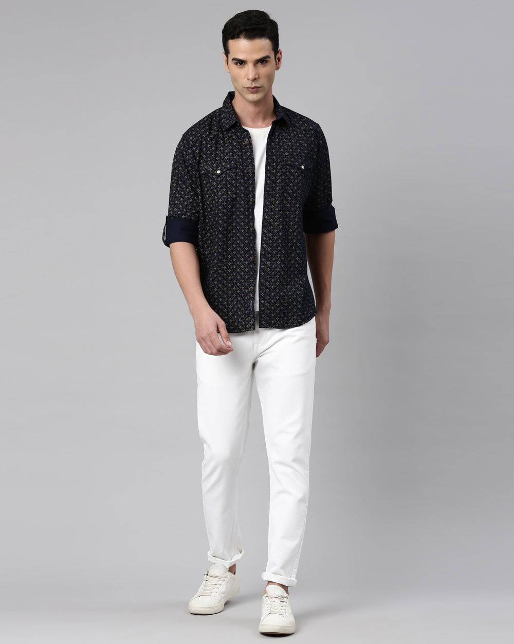 Indigo Slim Fit Printed Shirt