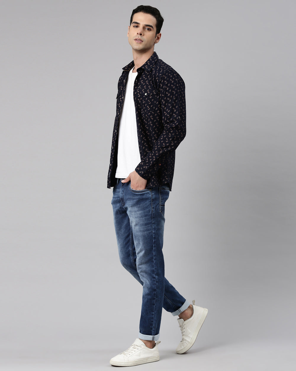 Men's Indigo Printed Shirt