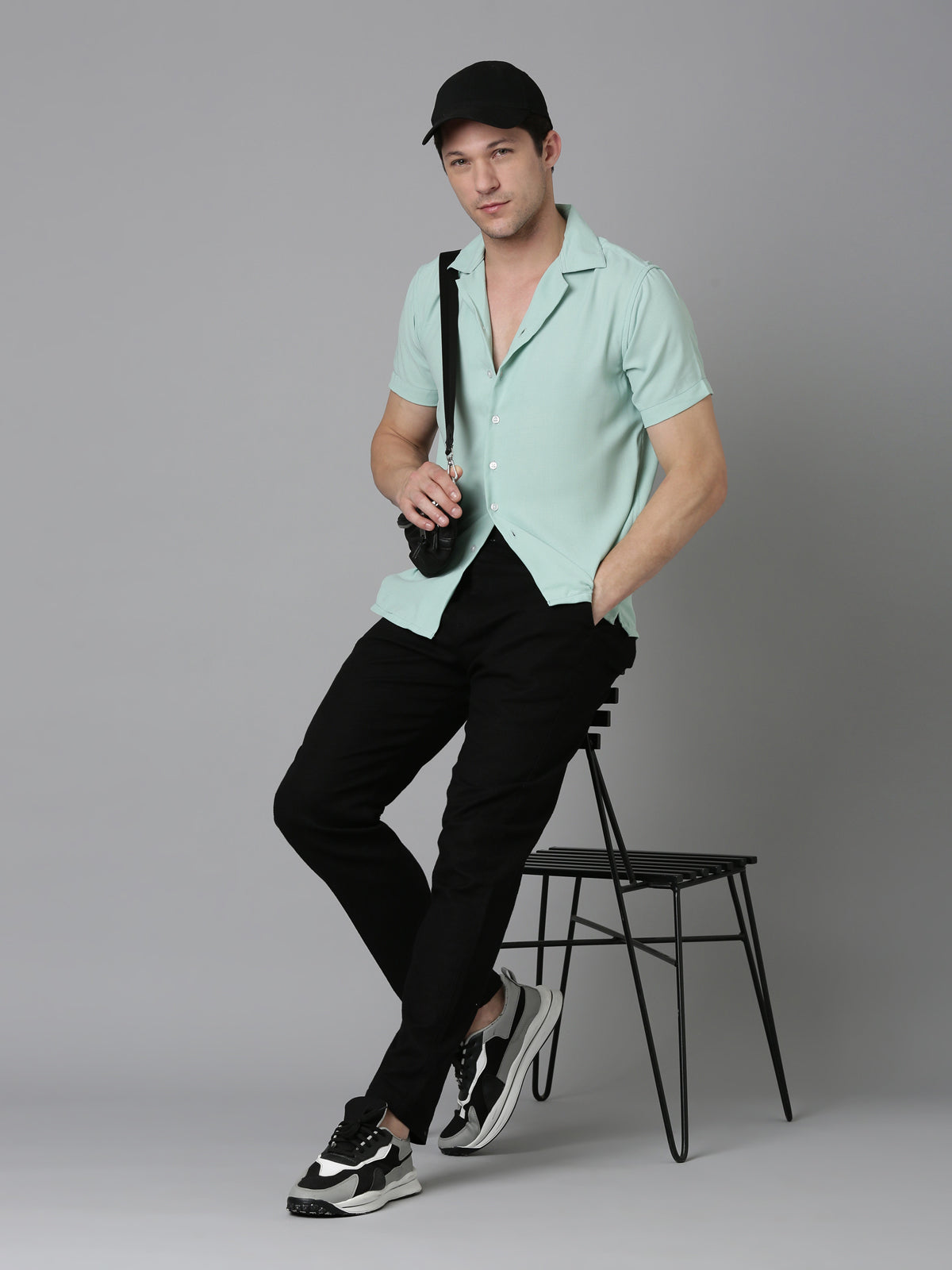 Men Hippie Oversized Shirt-Mint