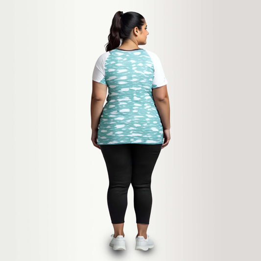 Painted Stripe Abstract Women Cycling Tee -Plus Size