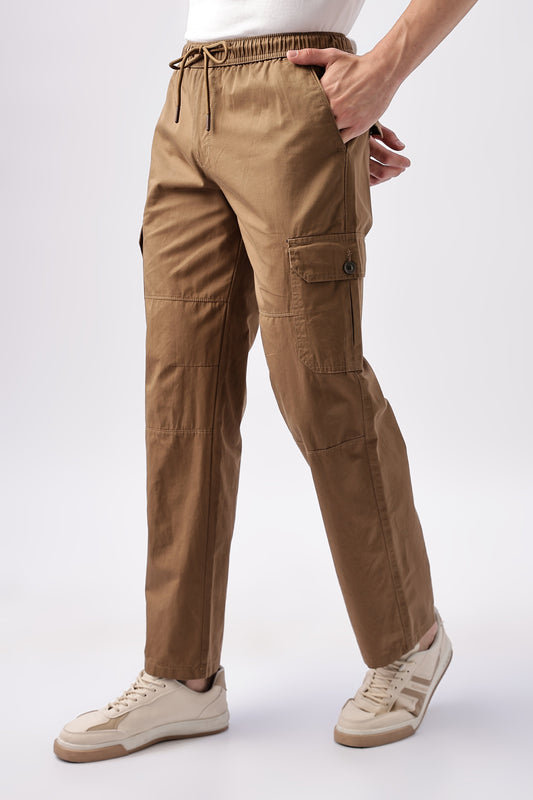 Men Relaxed Fit Air Cargo-Brown