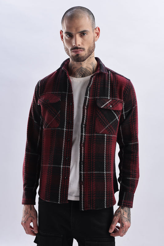 Men Flannel Shirt-Red