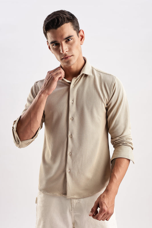 Men Honeycomb TXO Shirts-Beige