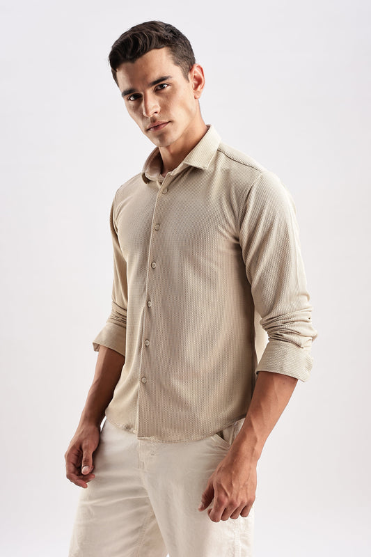 Men Honeycomb TXO Shirts-Beige