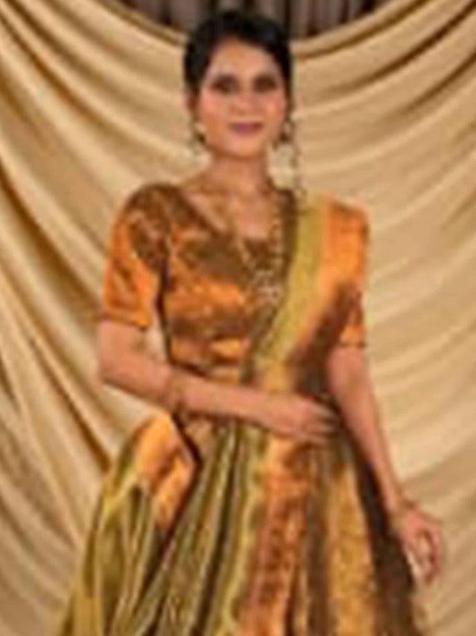 Tissue Copper Gold Designer Lehenga for Women