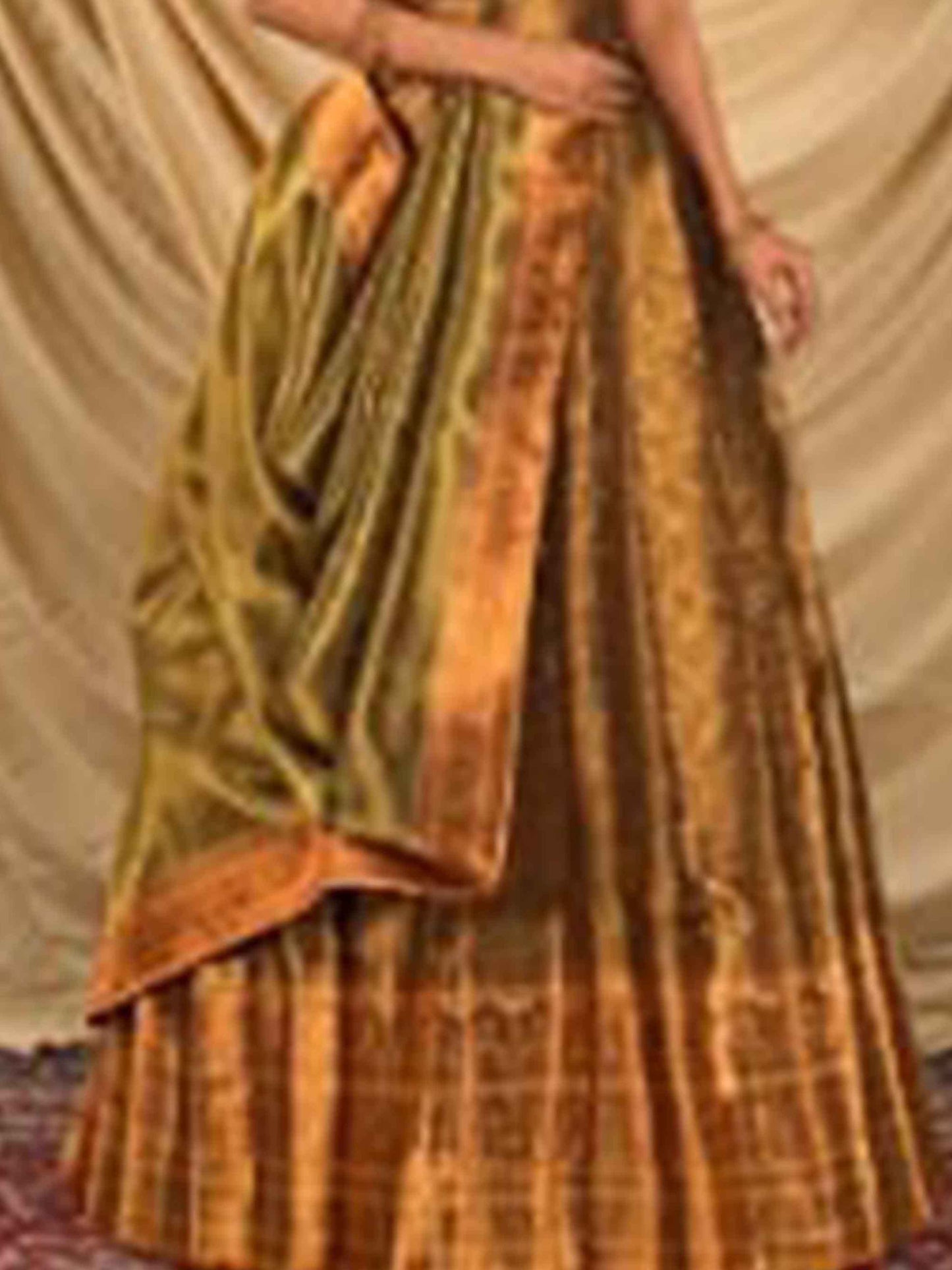 Tissue Copper Gold Designer Lehenga for Women