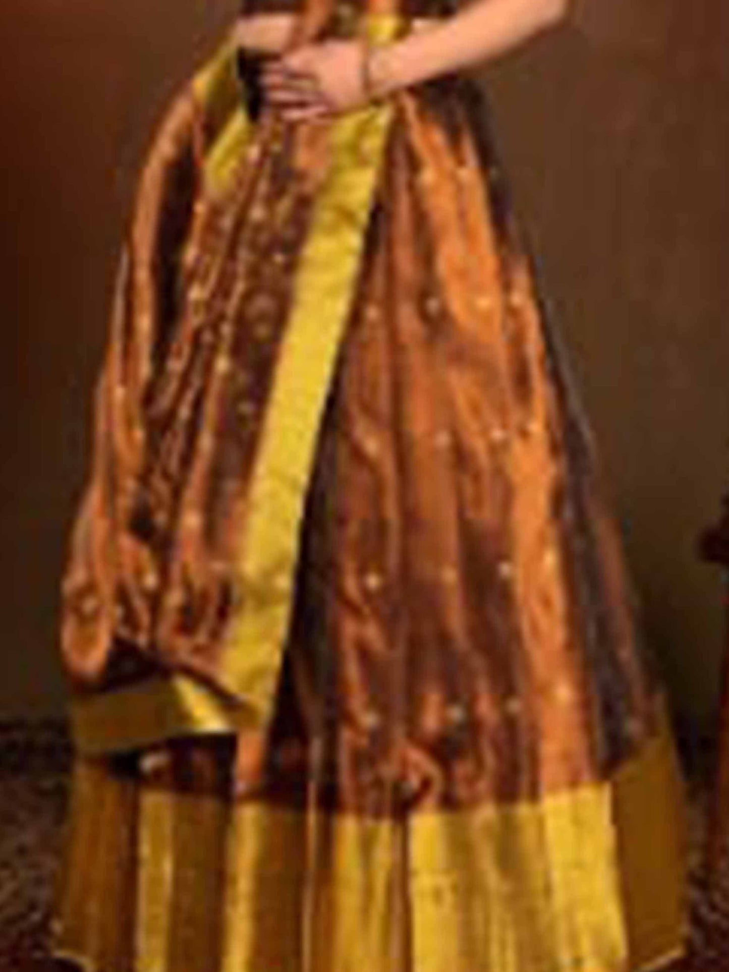 Copper Liril Tissue Fabric Lehenga for Women