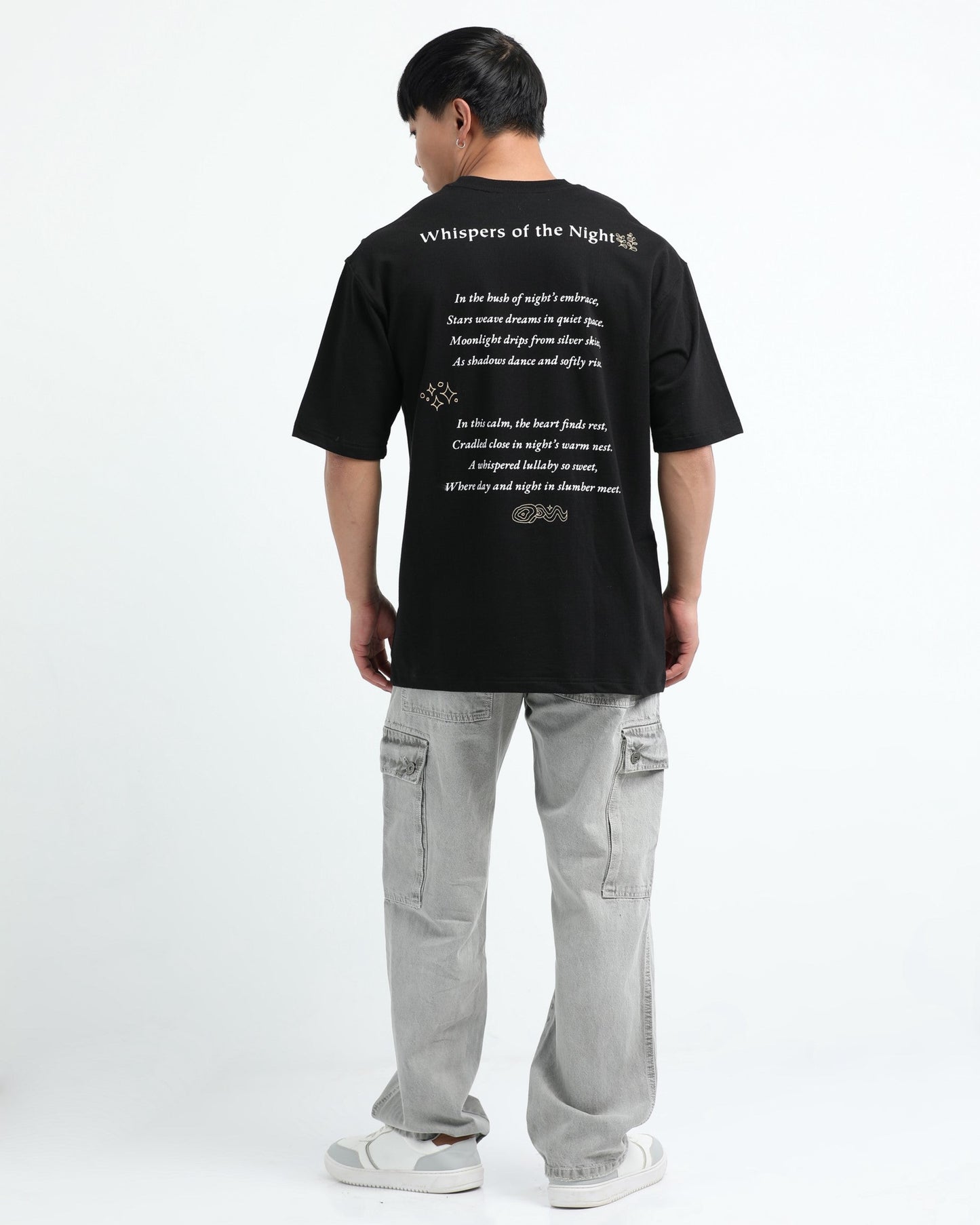 WHISPERS OF THE NIGHT BLACK TEE - Relaxed Fit