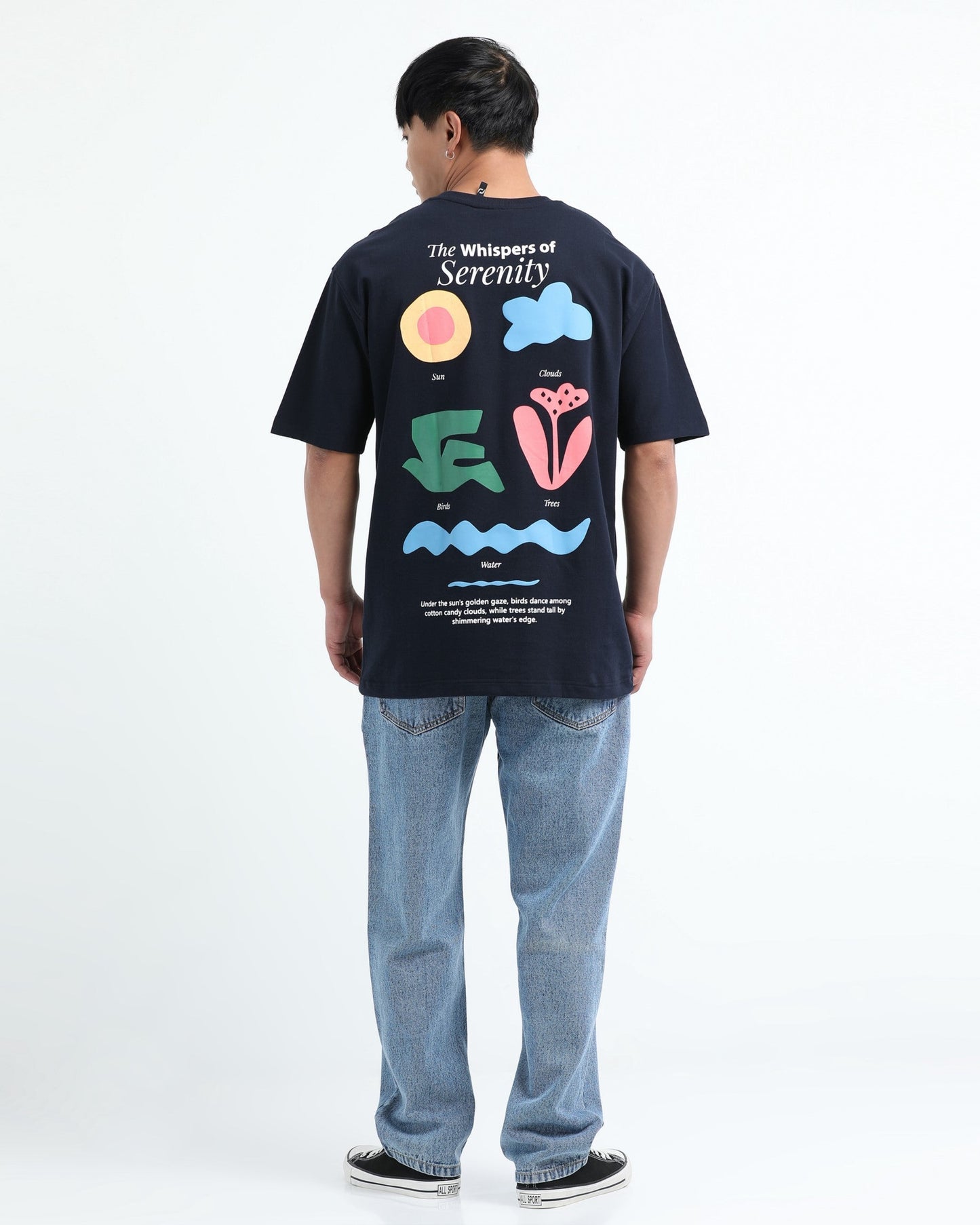 SERENITY NAVY BLUE TEE - Relaxed Fit