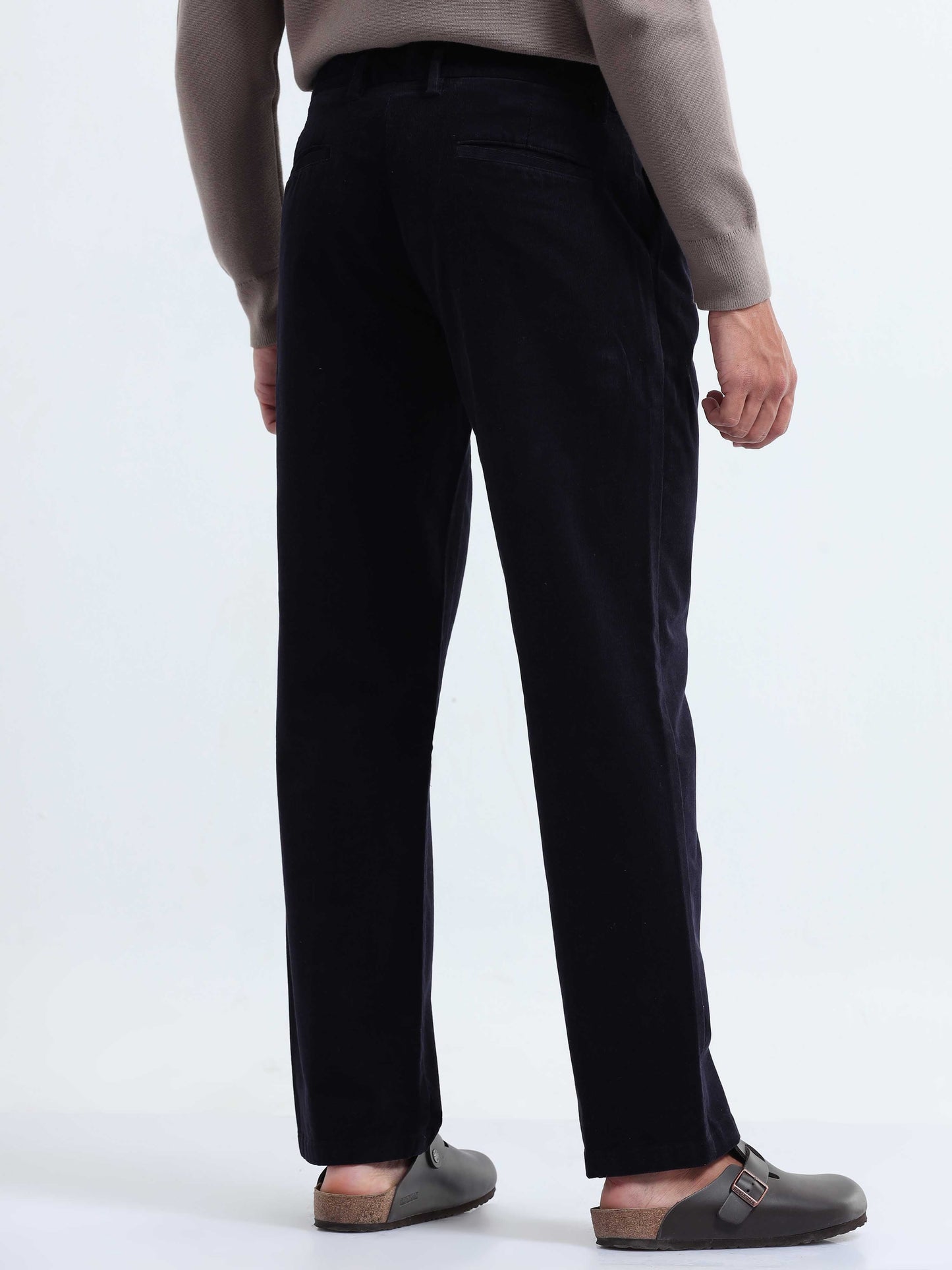 Soft Corduroy Navy Relaxed Pleated Pant
