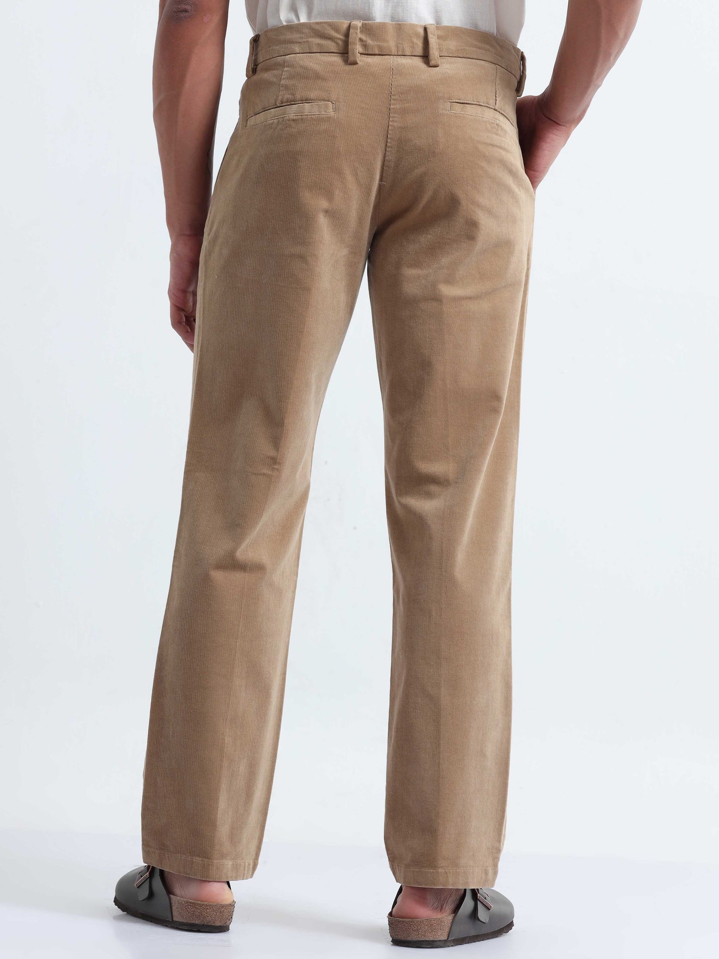 Soft Corduroy Beige Relaxed Pleated Pant
