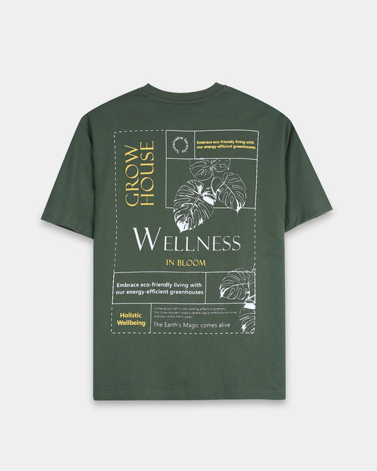WELLNESS IN BLOOM FOREST GREEN TEE - Relaxed Fit