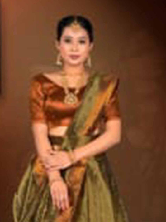 Banaras Luxury Bridal Lehenga Tissue Gold Copper