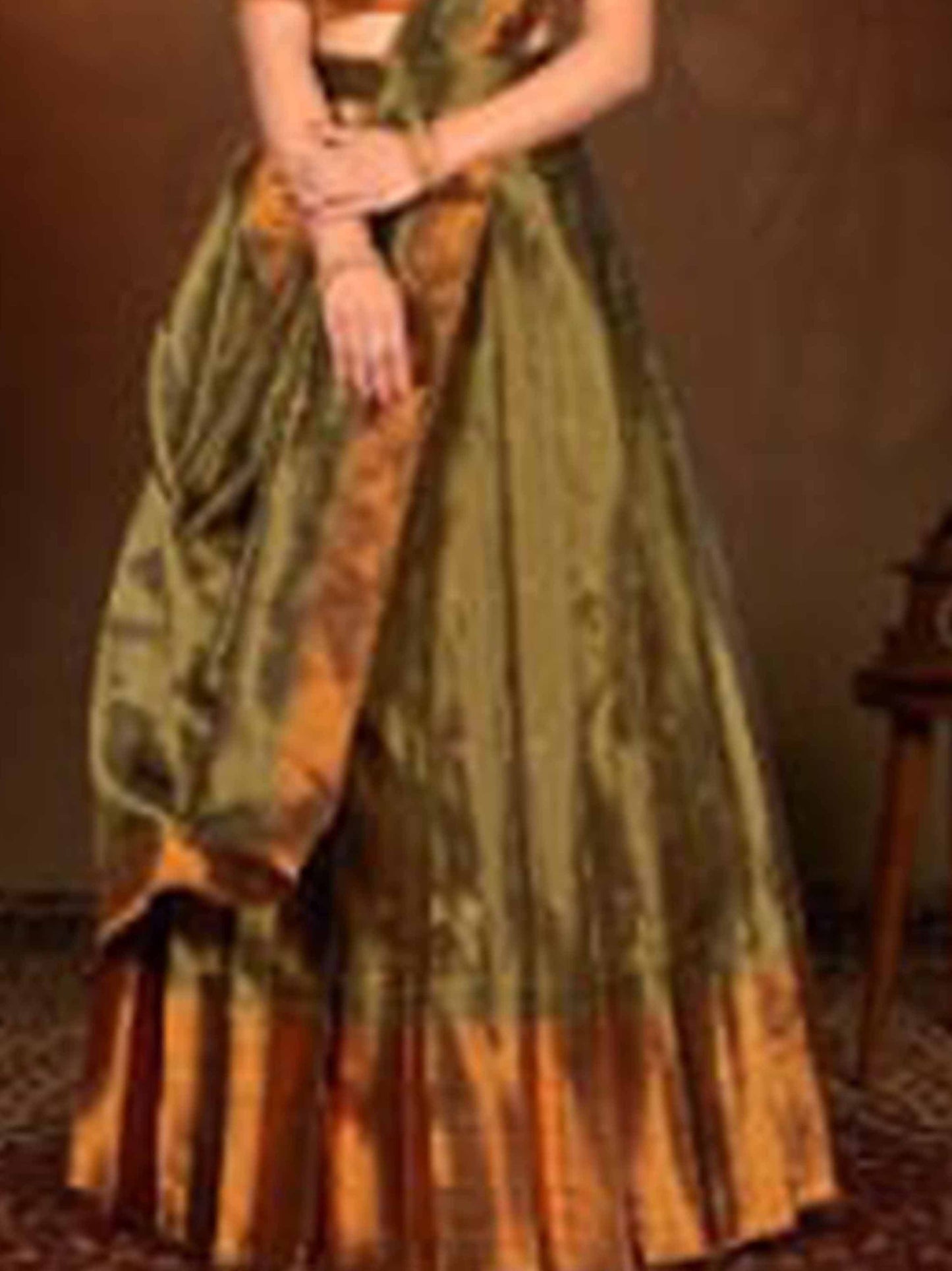 Banaras Luxury Bridal Lehenga Tissue Gold Copper