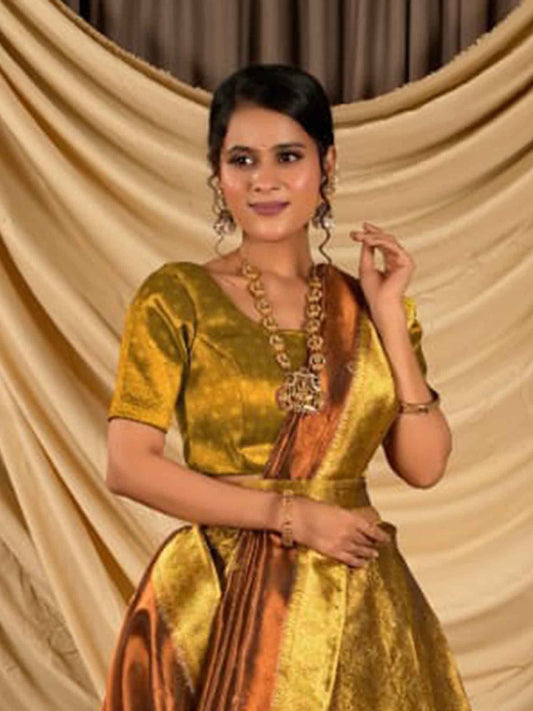 Womens Tissue Gold Banarasi Lehenga