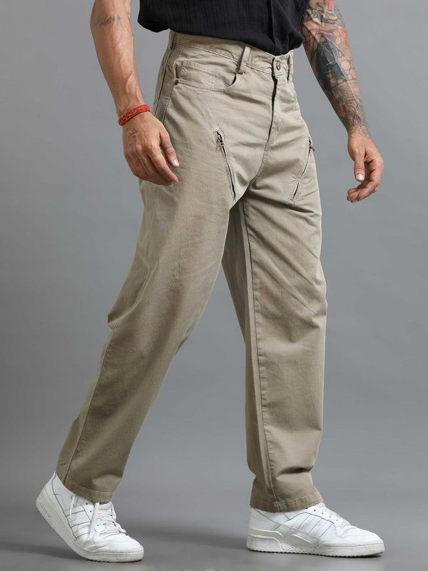 Milano Zip Trouser In Beige
