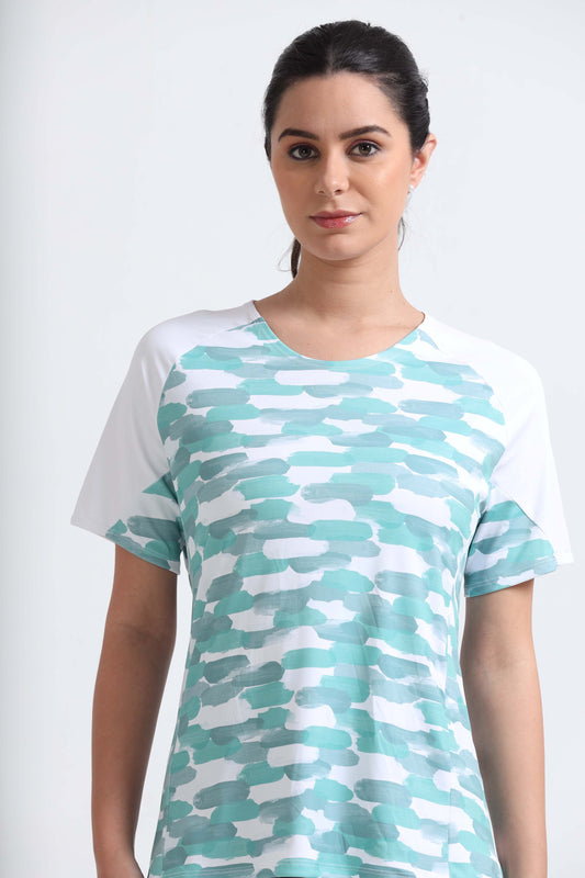 Painted Stripe Abstract Women Cycling Tee