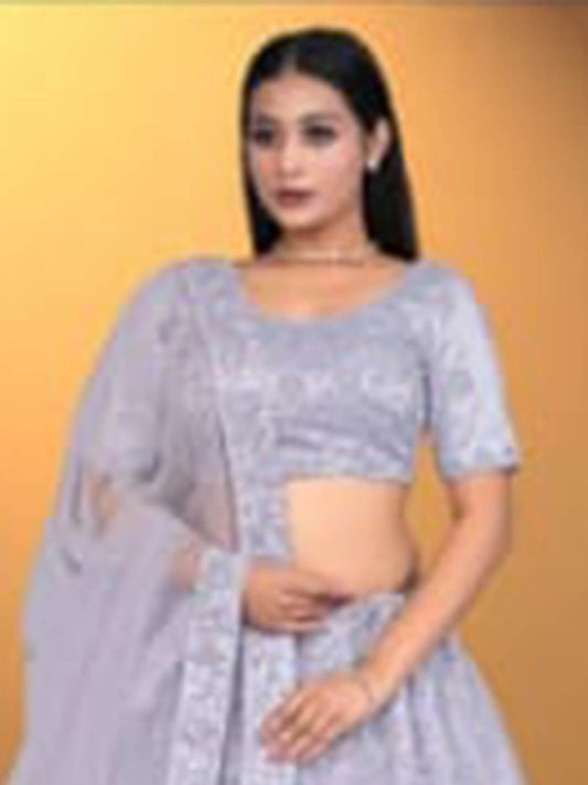 Net Fabcric Lavender Lehenga for Women