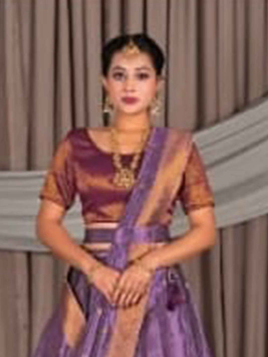 Womens Tissue Purple Wine Best Lehenga