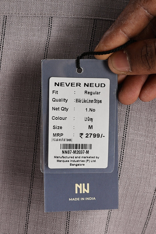 Men Air Like Linen Stripes Shirt-Lt Grey
