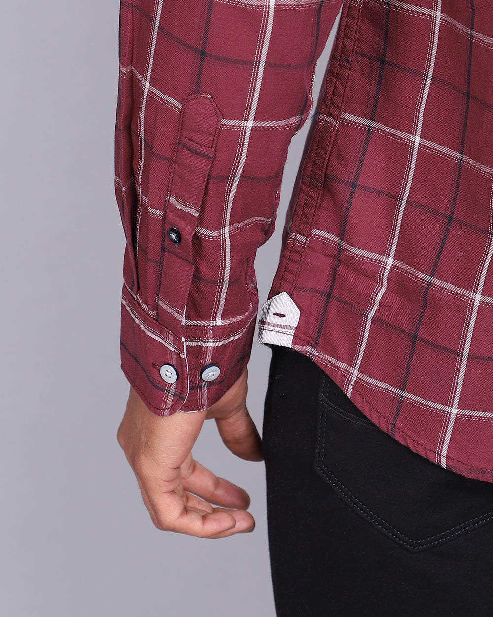 Smart Casual Full Sleeves Check Shirt-Maroon