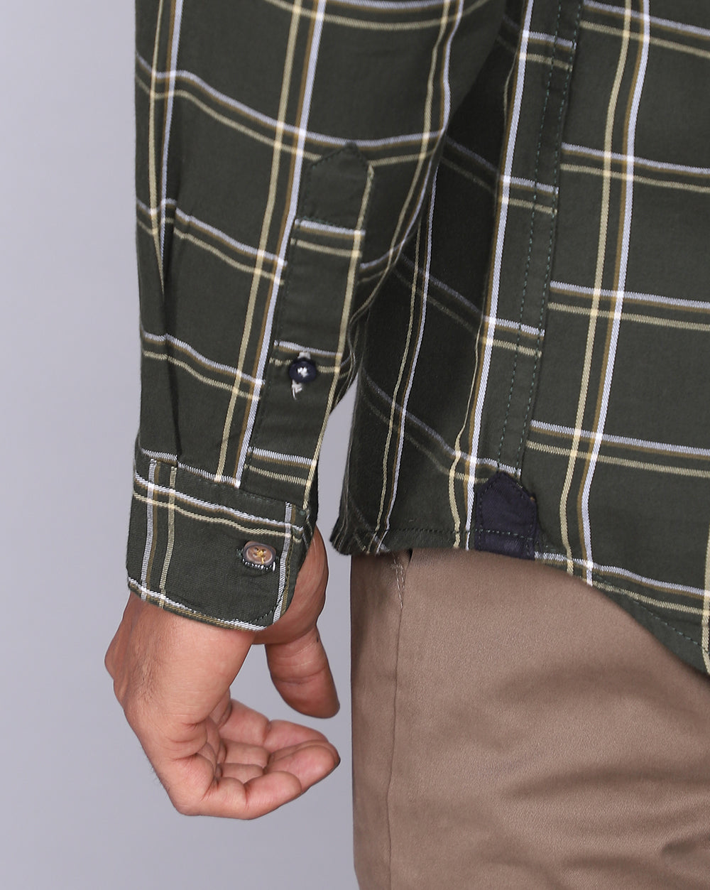 Smart Casual Full Sleeves Check Shirt-Olive