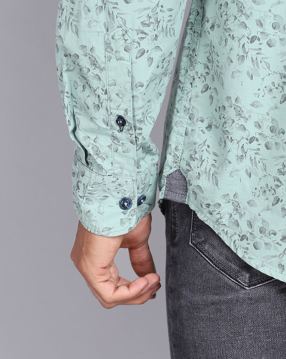 Printed Smart Casual Shirt-Pista Green