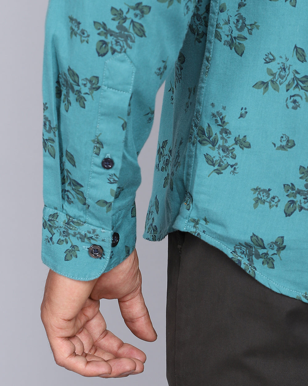 Printed Smart Casual Shirt-Sea Green