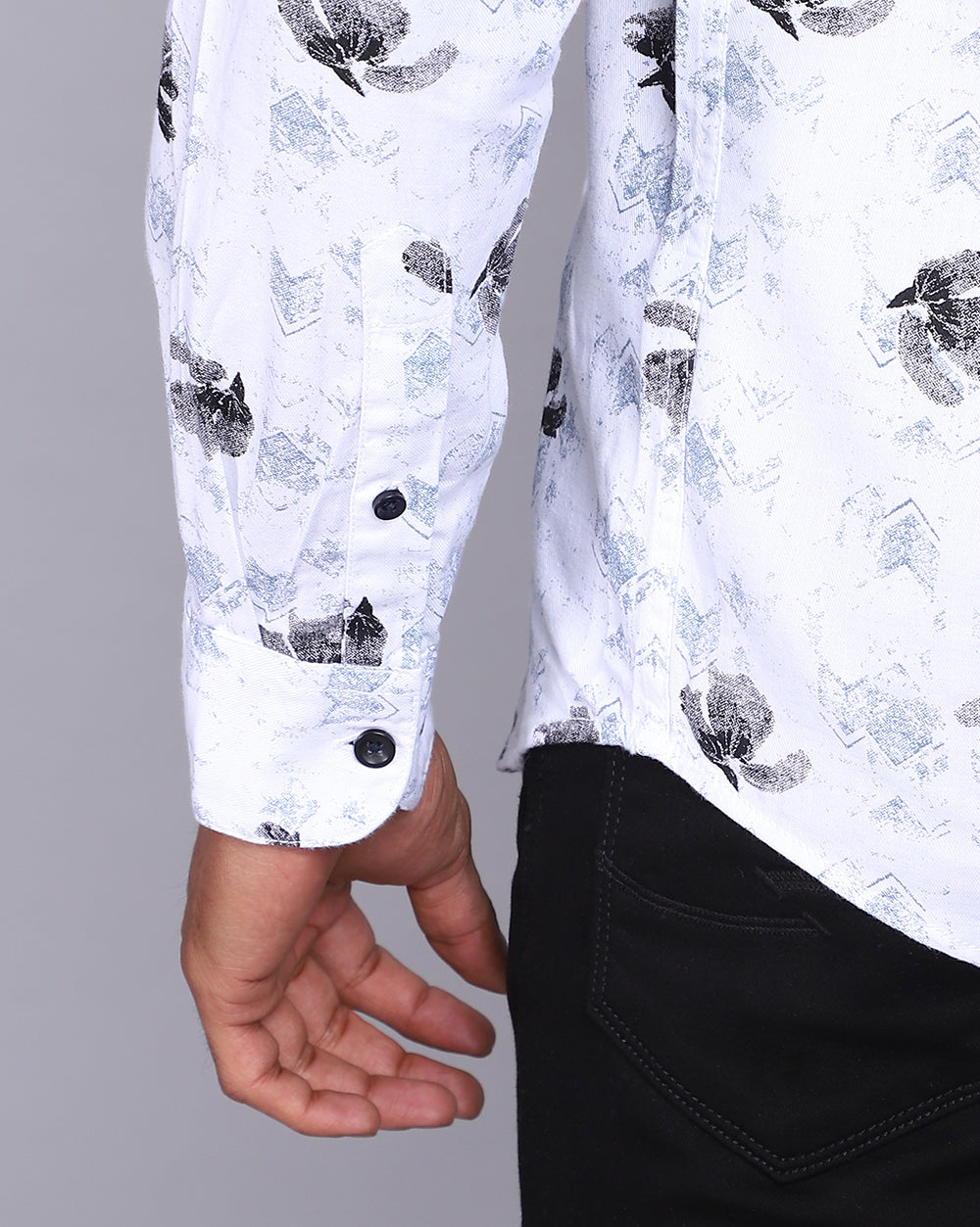 Printed Smart Casual Shirt-Snow White