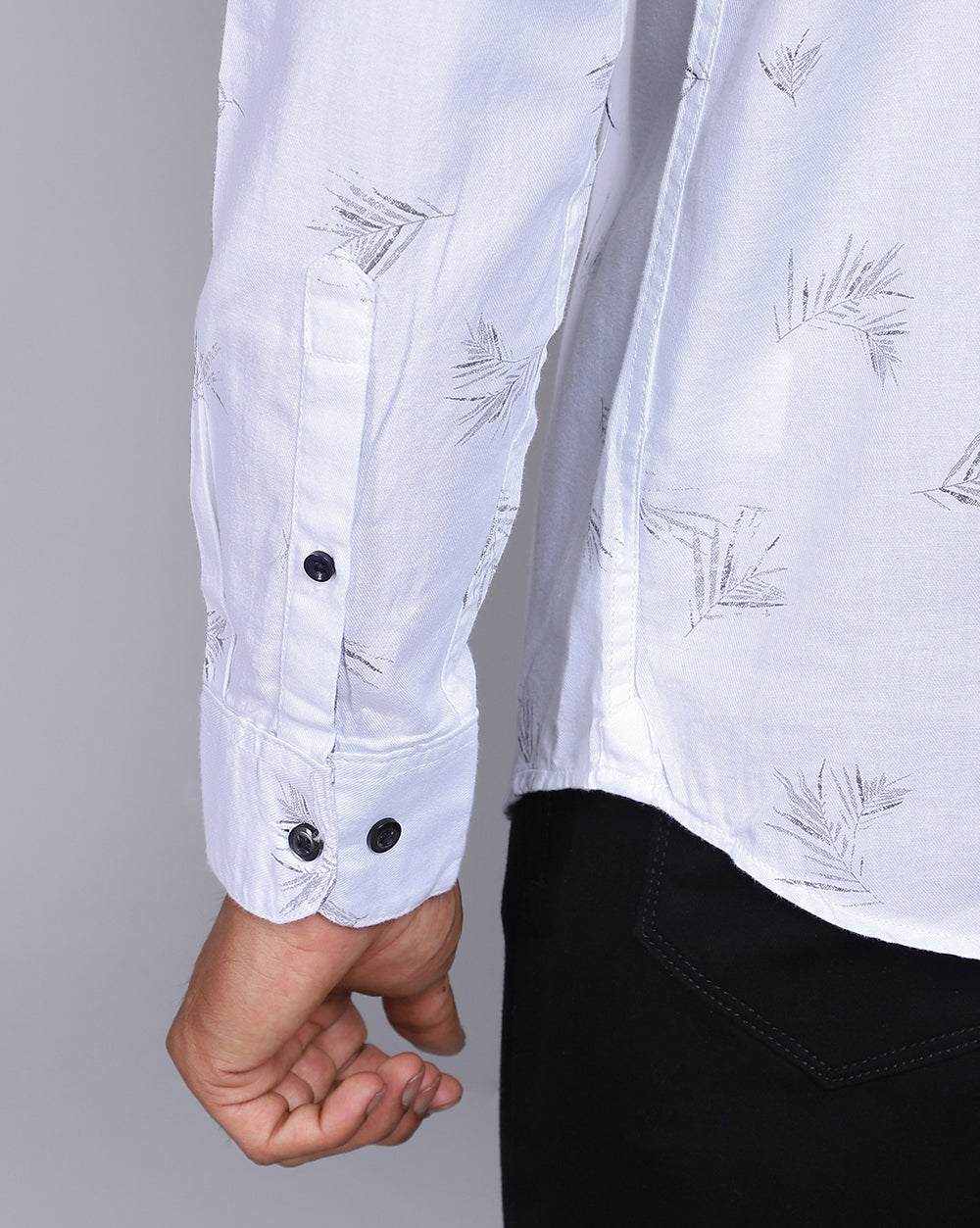 Printed Smart Casual Shirt-White