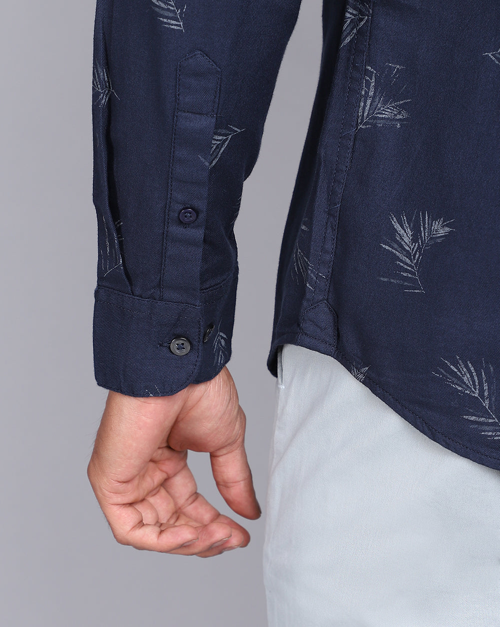 Printed Smart Casual Shirt-Navy Blue