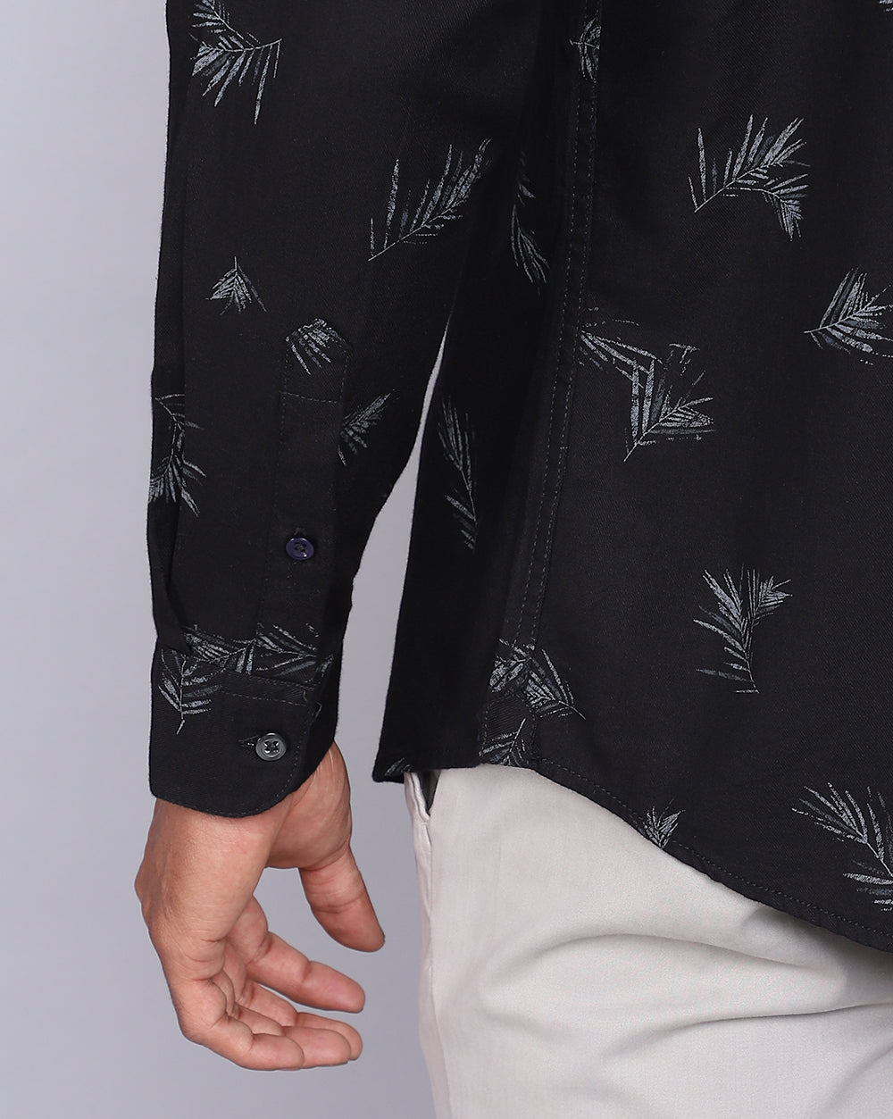 Printed Smart Casual Shirt-Gloomy black