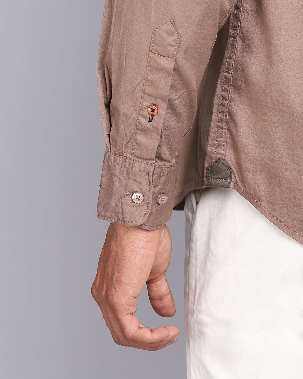 Solid Smart Casual Shirt-Brown