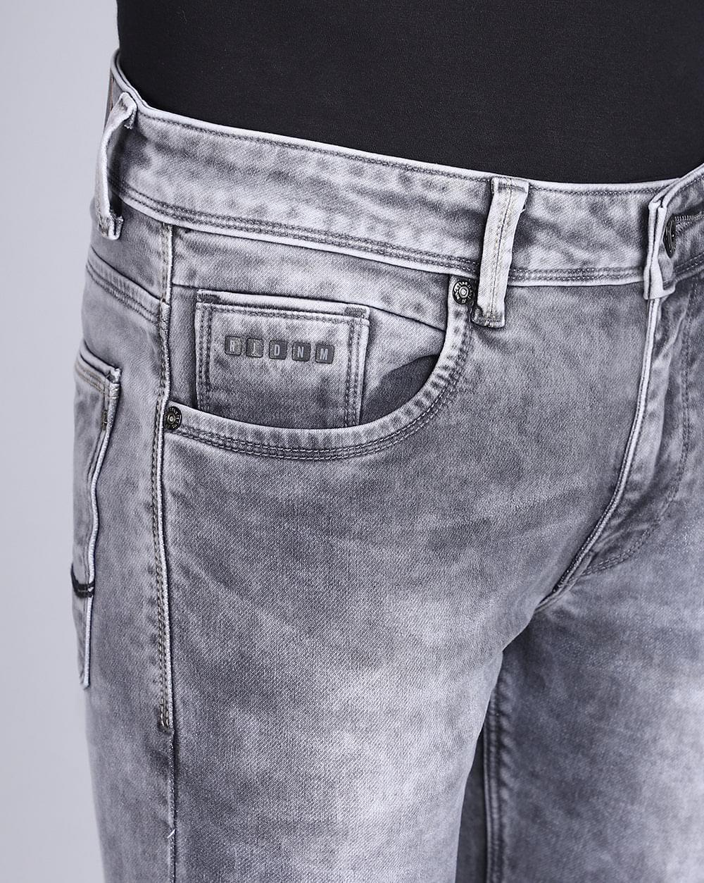 Ankle Fit Jeans-Stonewash Light Grey