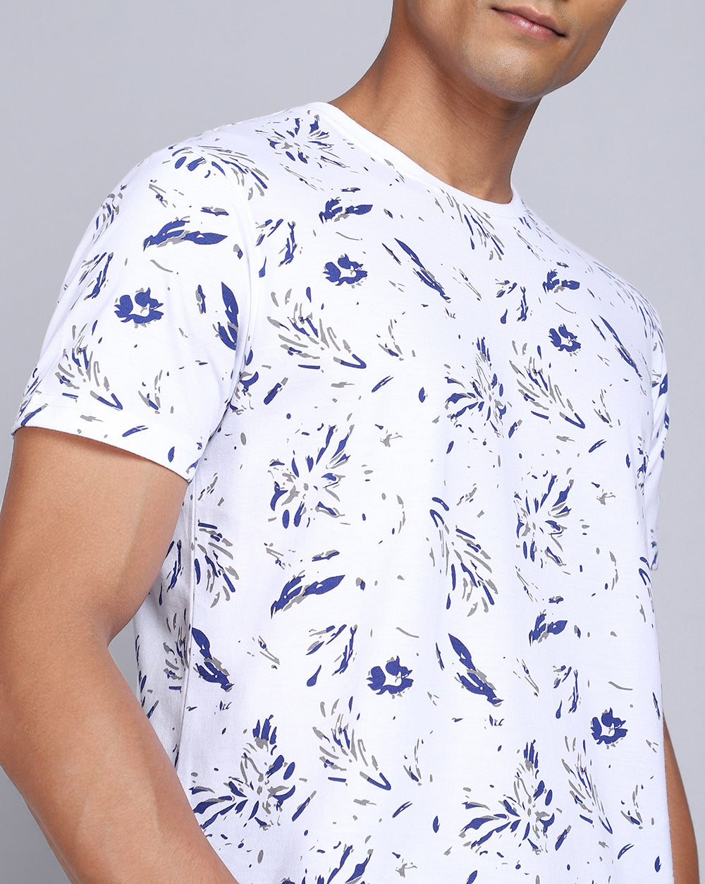 Crew Neck Aop T-Shirt-Antra Melange,White