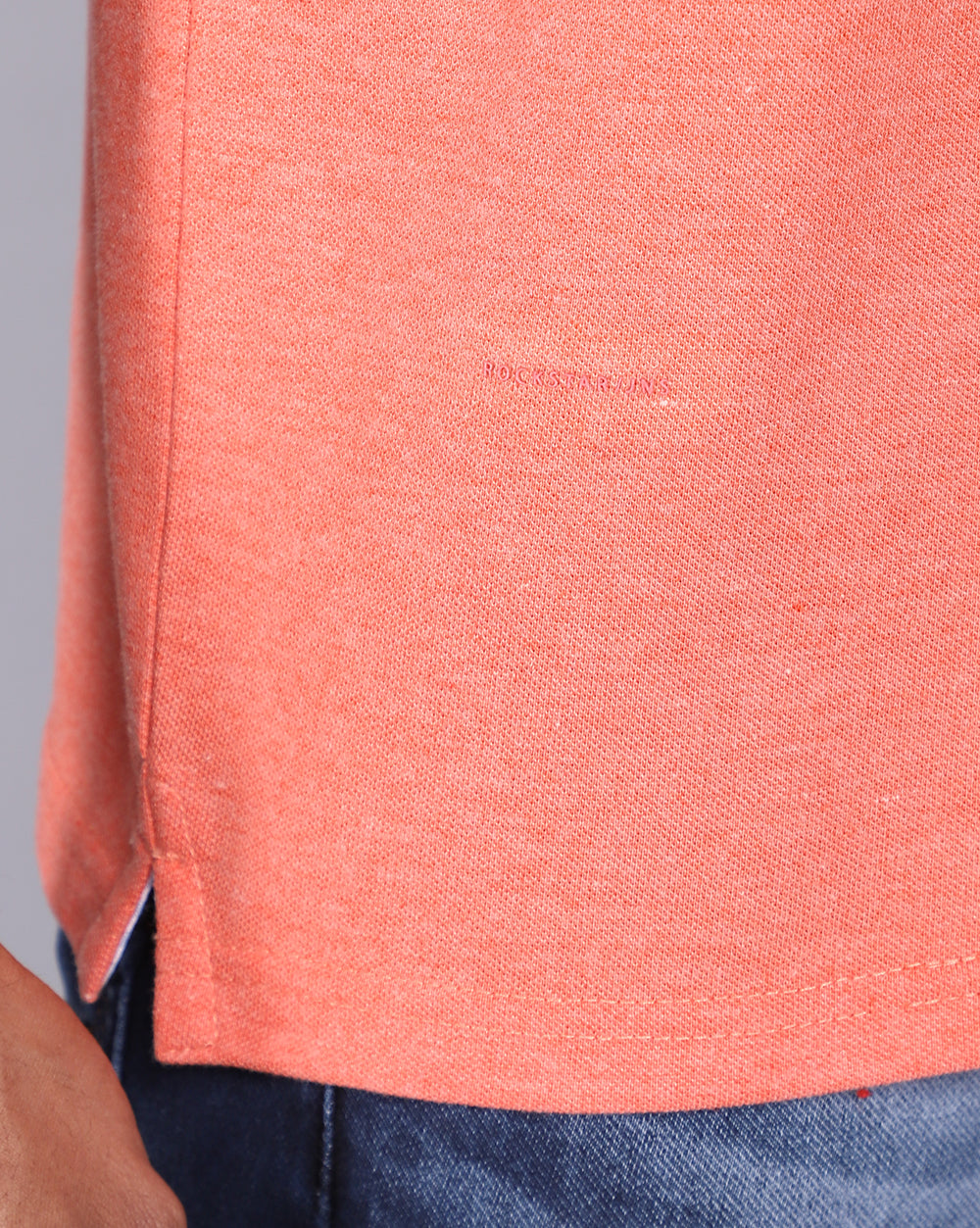 Regular Fit 2 Button Polo T-Shirt-Orange Melange