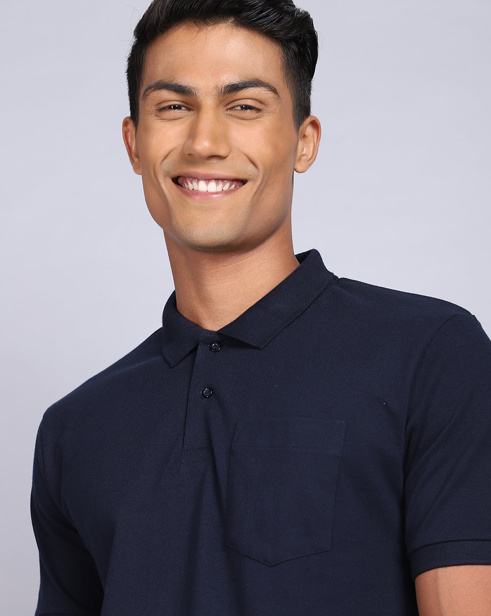 Regular Fit 2 Button Polo T-Shirt-Navy