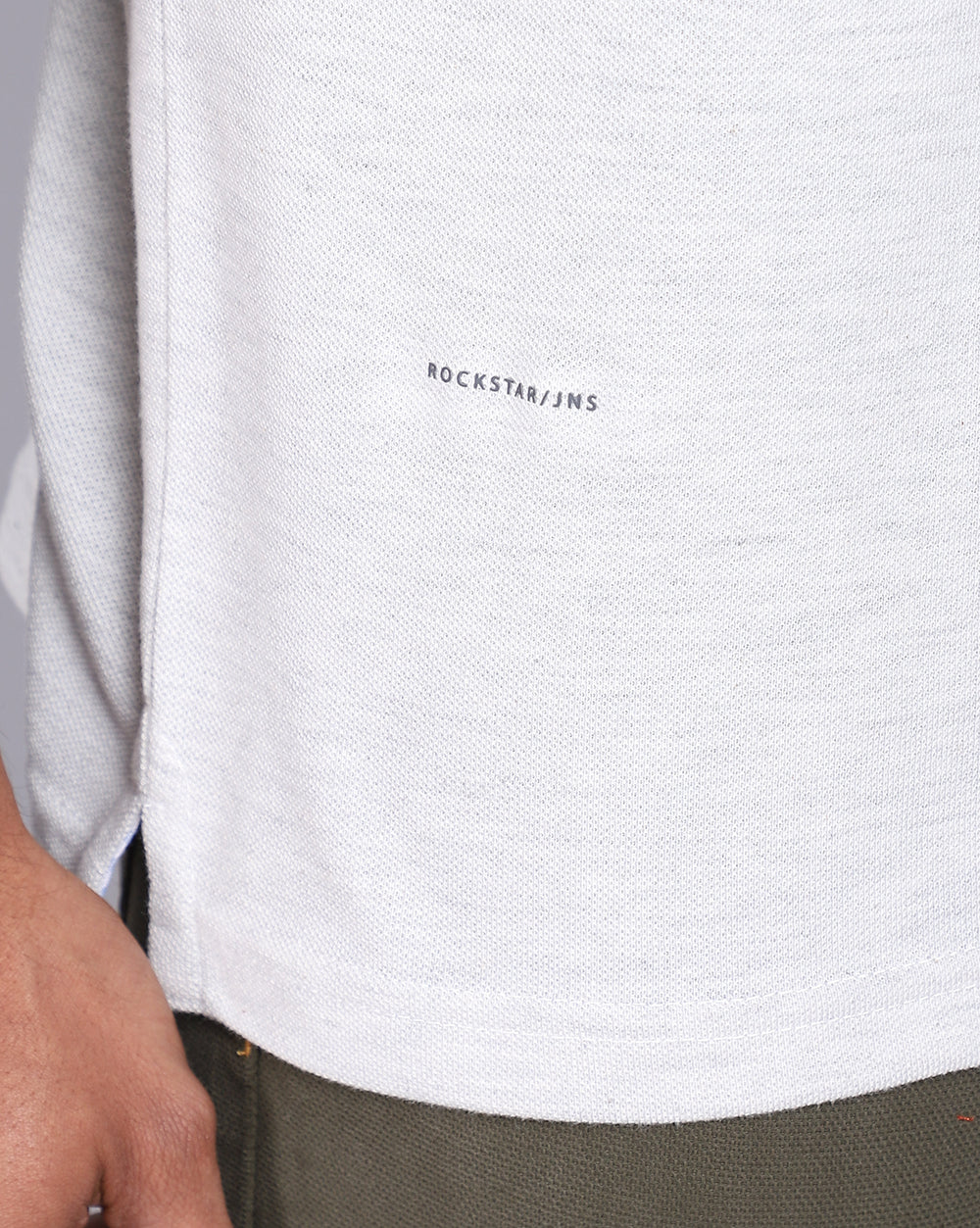 Regular Fit 2 Button Polo T-Shirt-Acru Melange