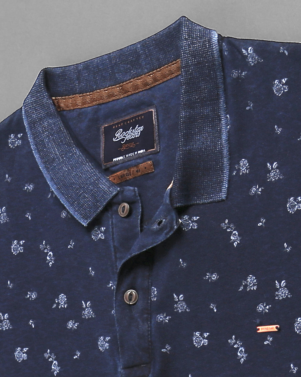 Navy Printed Casual T-Shirt