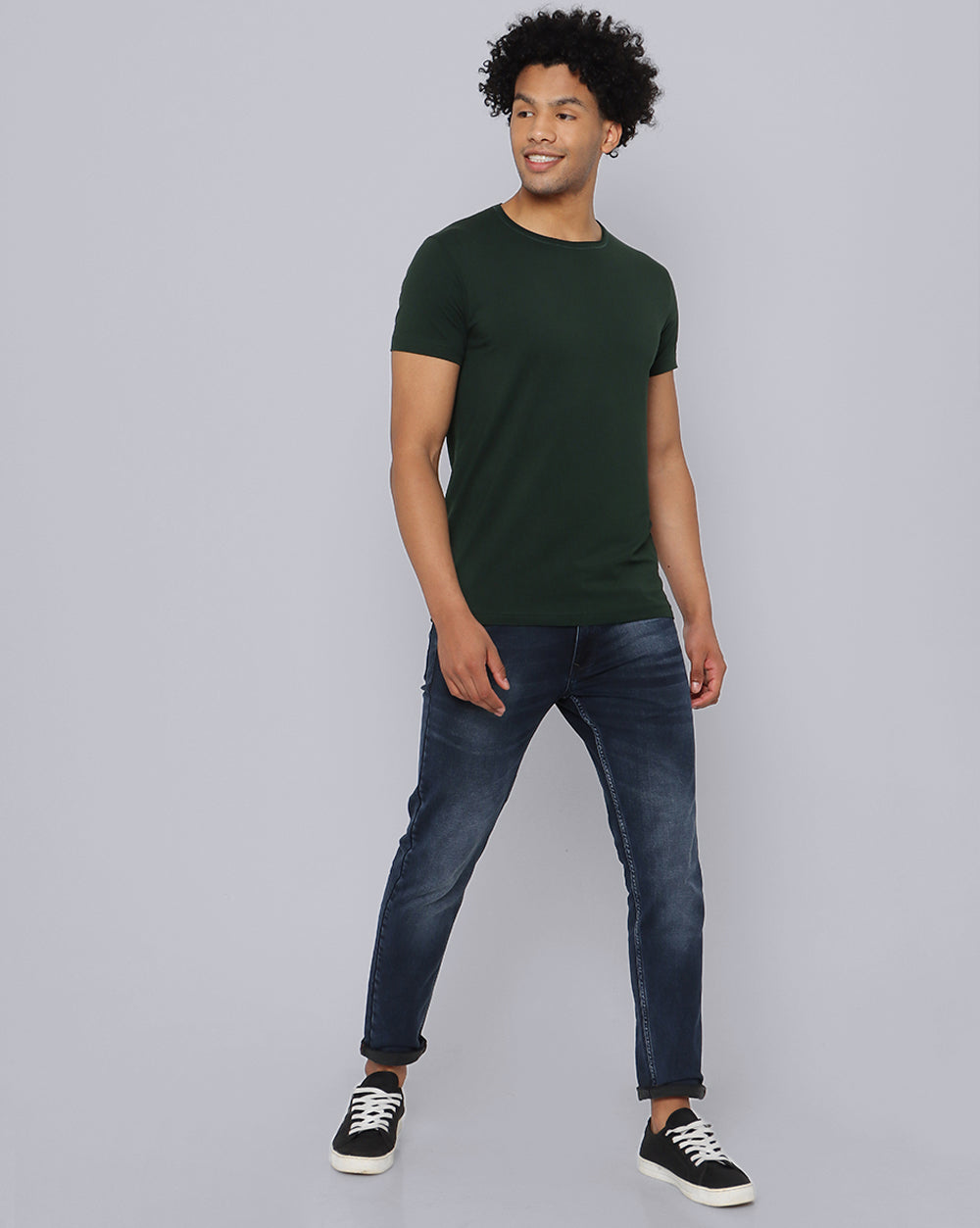 Crewneck Strech T-Shirt-Deep Green