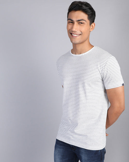 Lazy Striped T-Shirt-Grey