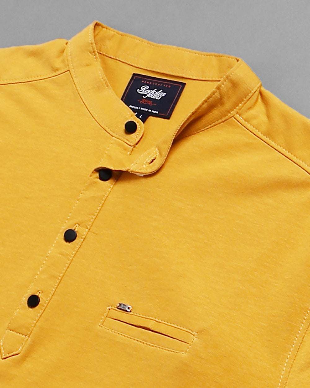 Solid Knit Casual Kurta-Yellow