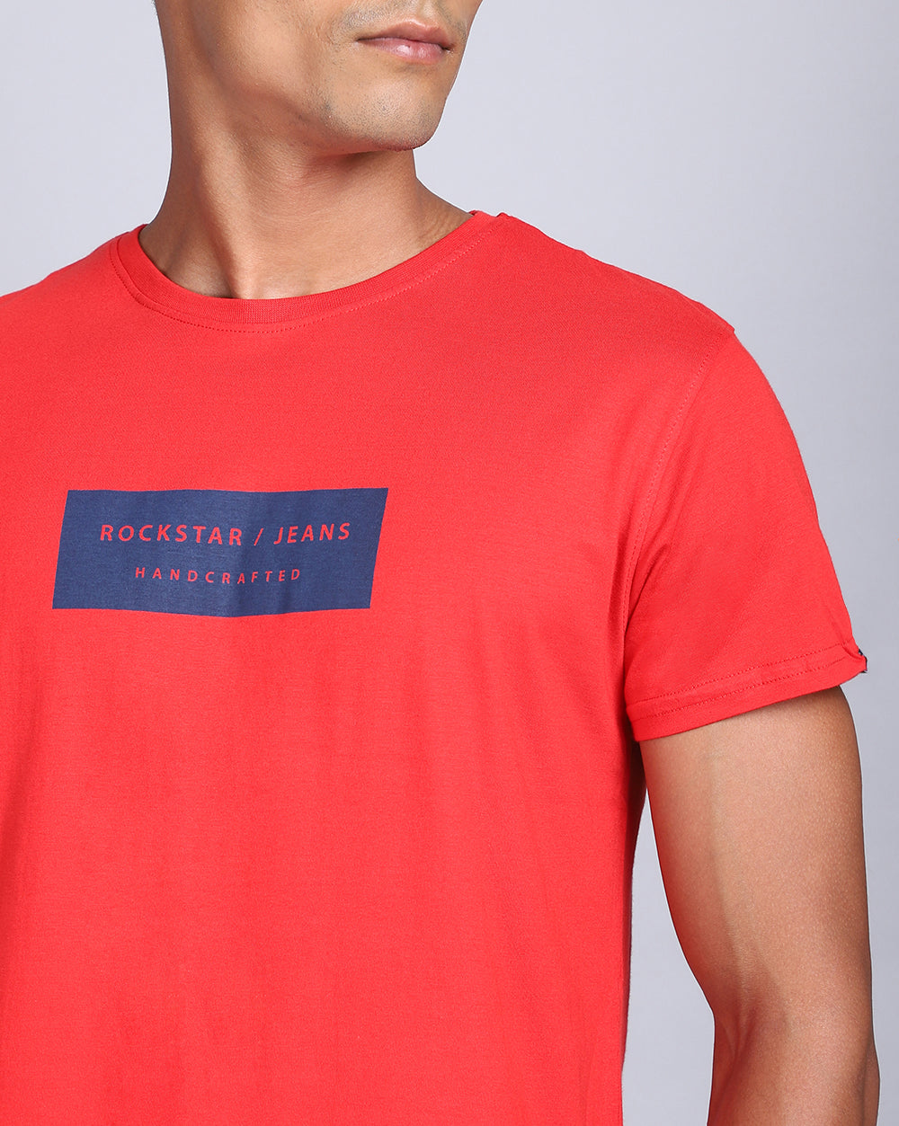 Crew Neck Printed T-Shirt-Bright Red