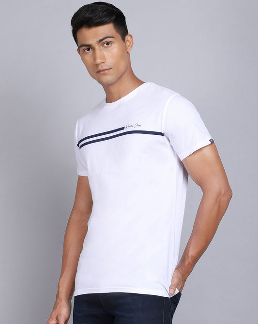 Crew Neck Printed T-Shirt-Pure White
