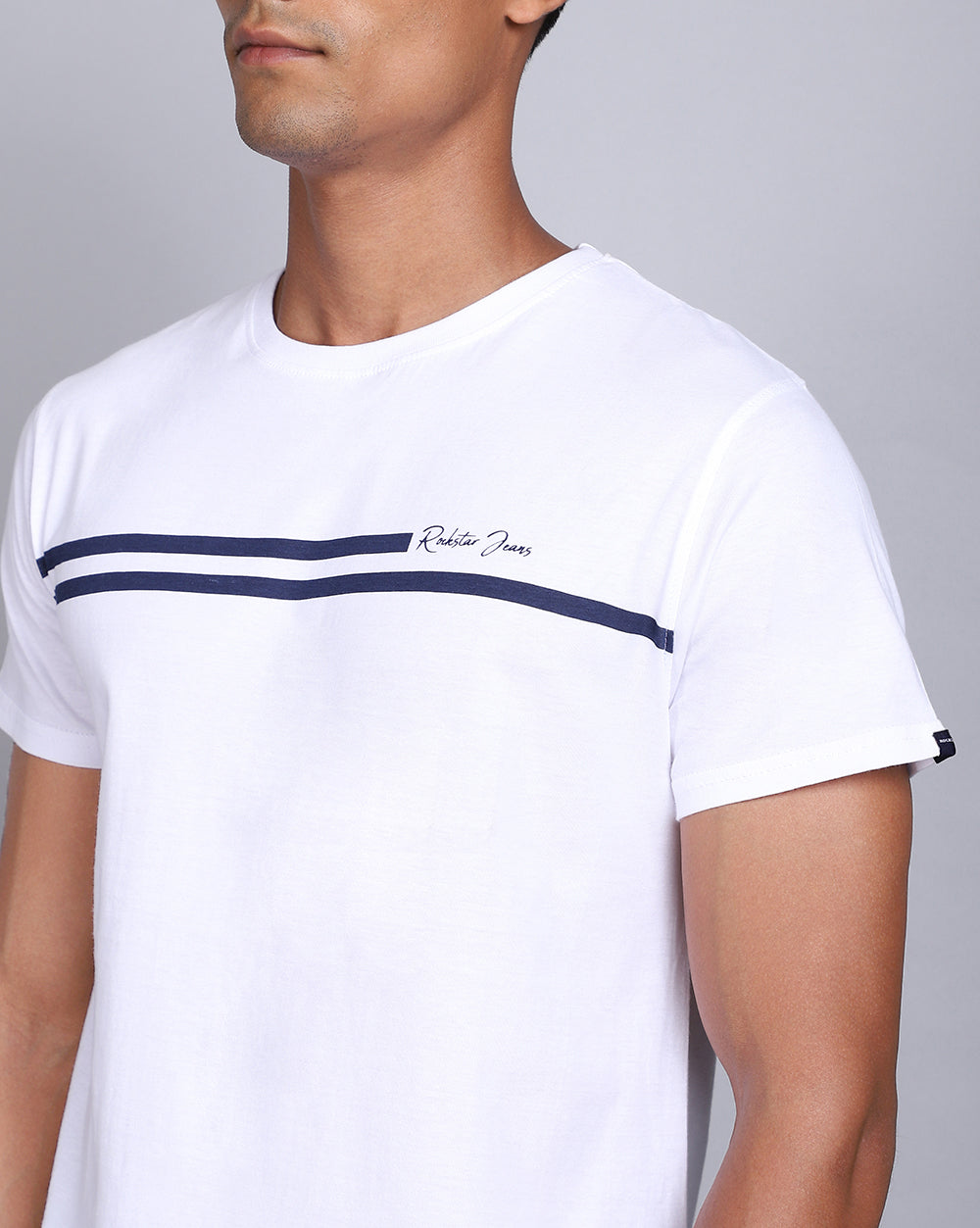 Crew Neck Printed T-Shirt-Pure White