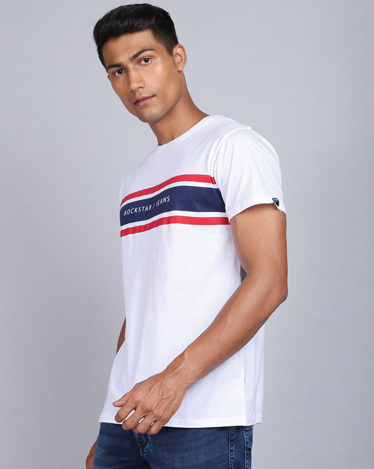 Crew Neck Printed T-Shirt-Smoke White